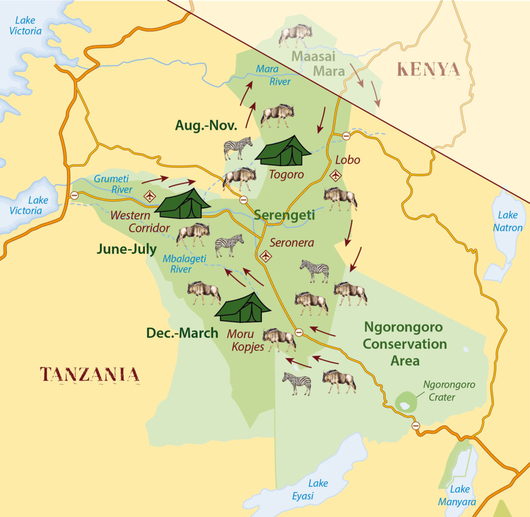 map Serengeti migration | Wilkinson Tours